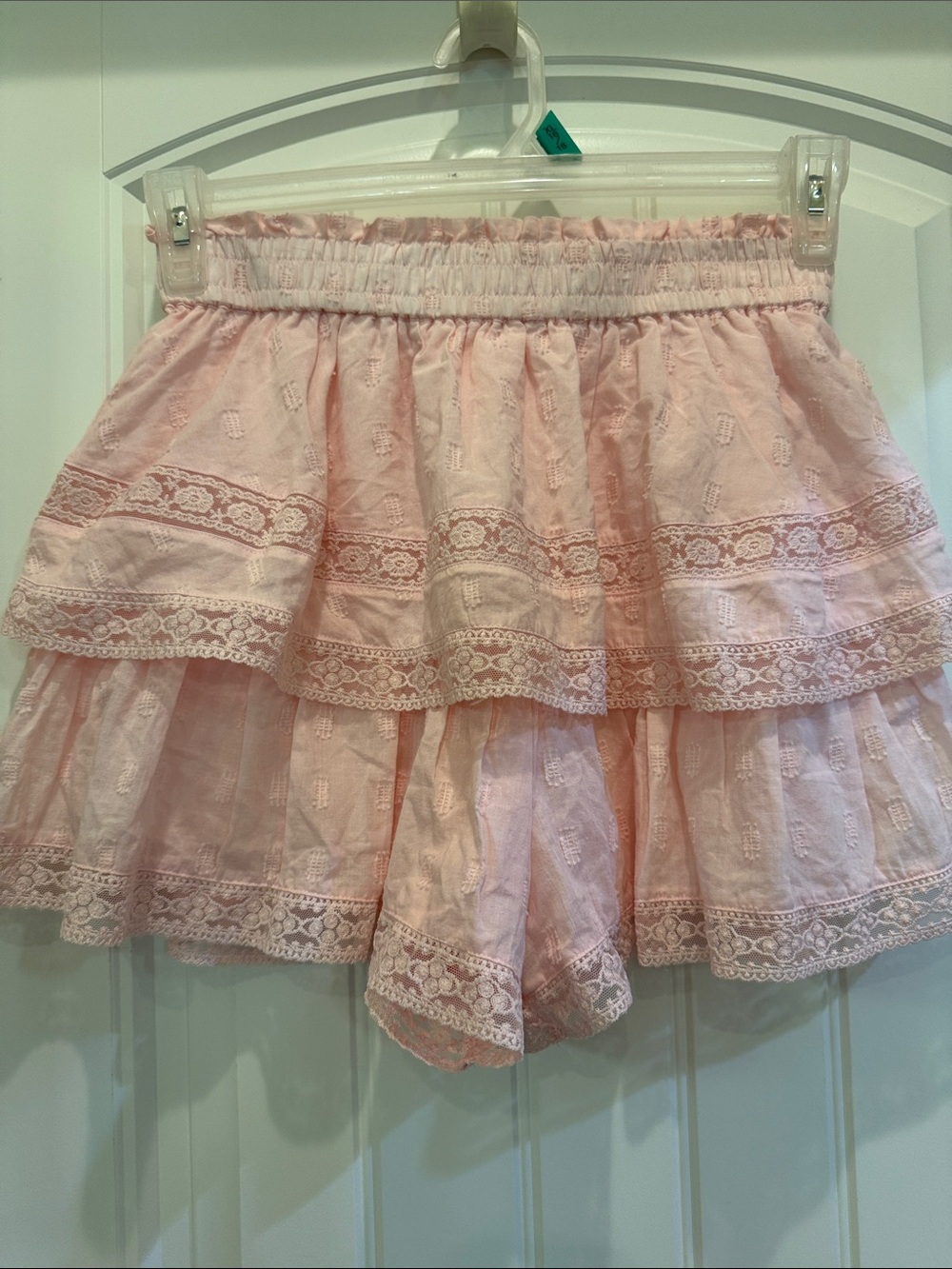 Altar'd State Blush Pink Lace Tiered Mini Skirt